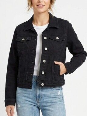 Cavalini petite black distressed denim jacket